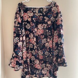 Bobeau - Floral Long Sleeve Dress